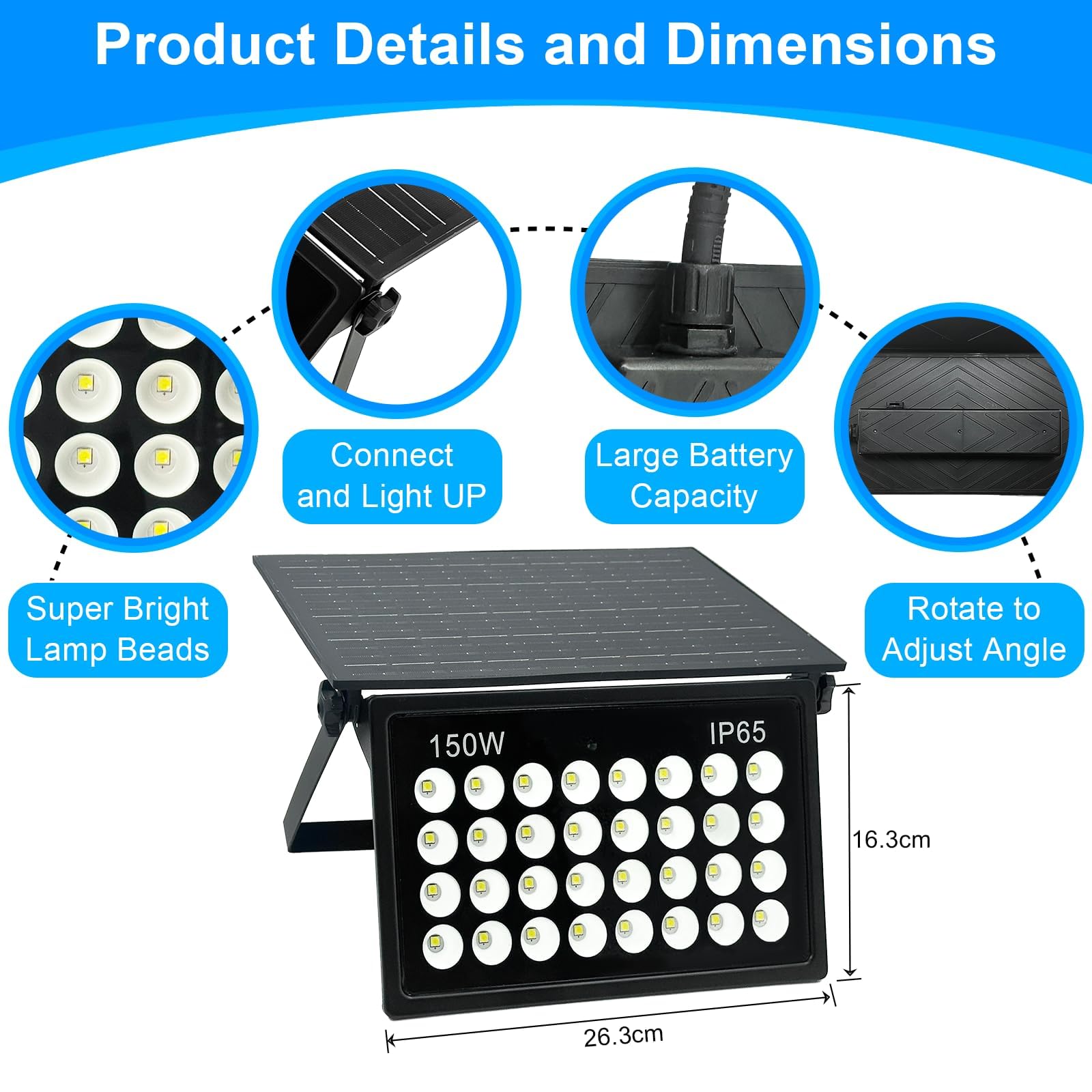 Indmird 150W Solar Security Lights Outdoor - Image 2
