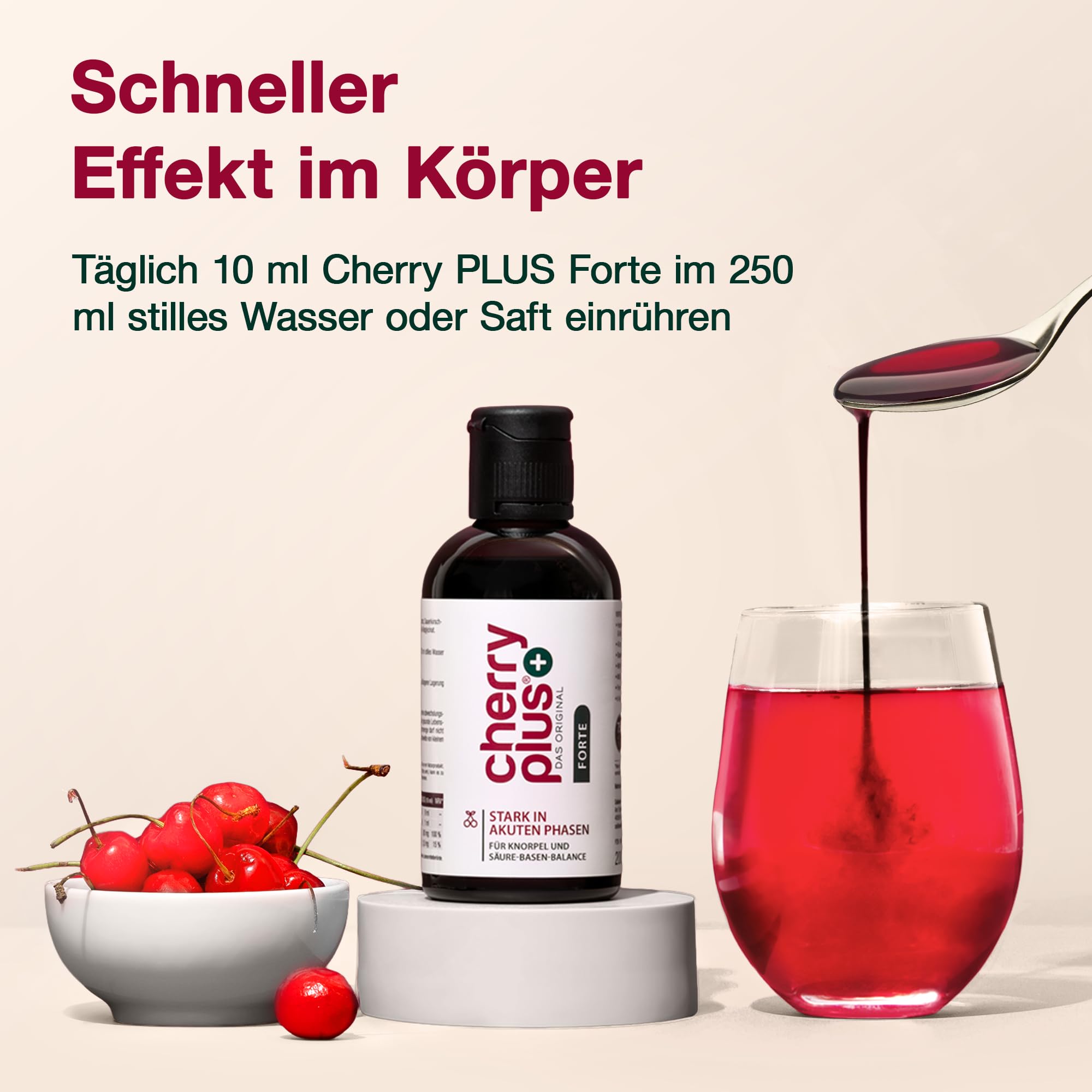 Montmorency Sauerkirschsaft Konzentrat + Sauerkirsch Extrakt - mit Vitamin C für Knochen & Zink für das Immunsystem - Montmorency Sauerkirsche für den Akutfall - Cherry PLUS Forte - 200 ml