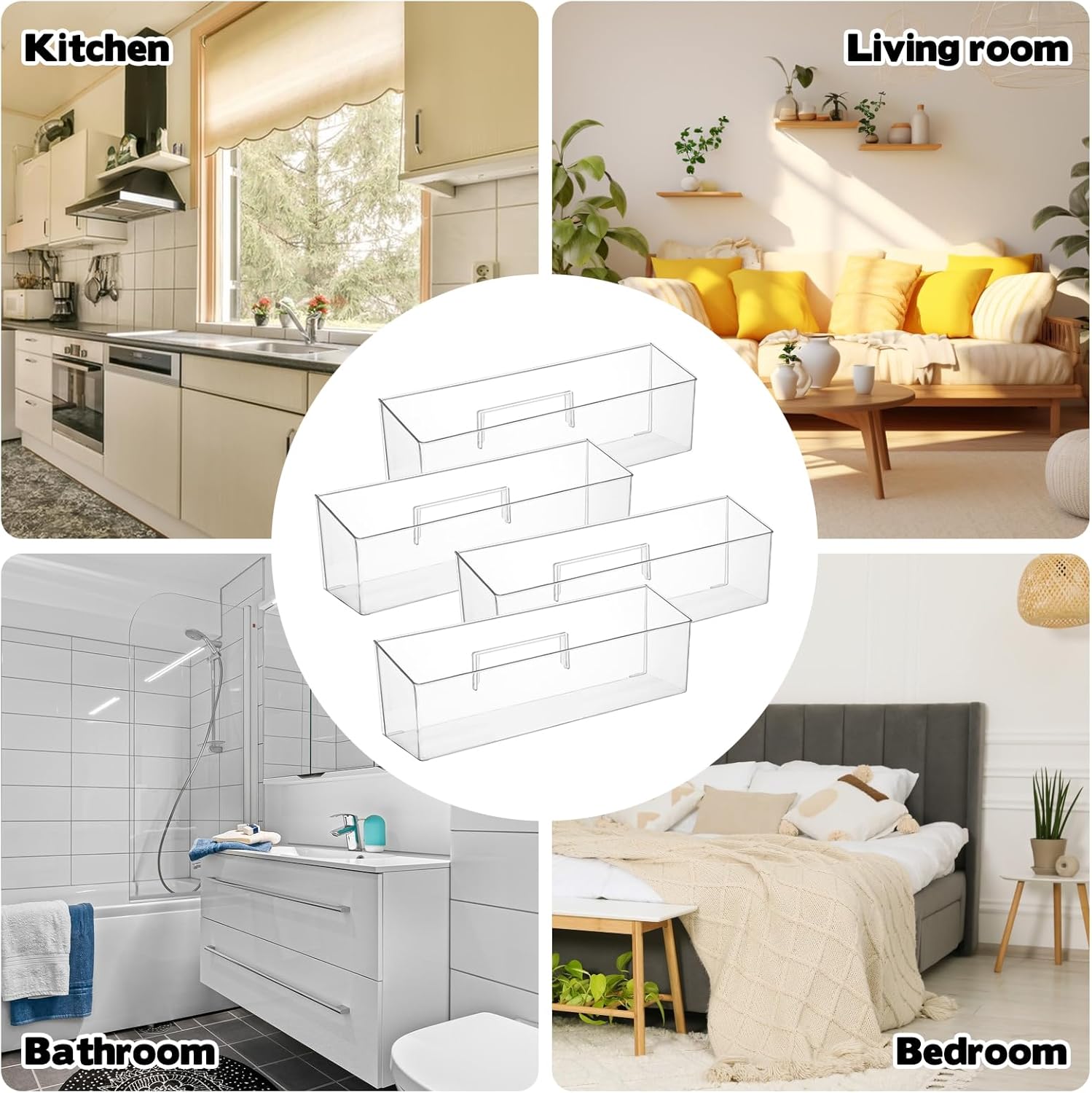 2 Pack Spice Rack, Spice Organization for Cabinet, Storage Organizer Bins, Clear Plastic Seasoning Jars Rack Condiment Bottles Shelf Makeup Organizer for Kitchen Cabinet Doors Pantry RV Organization