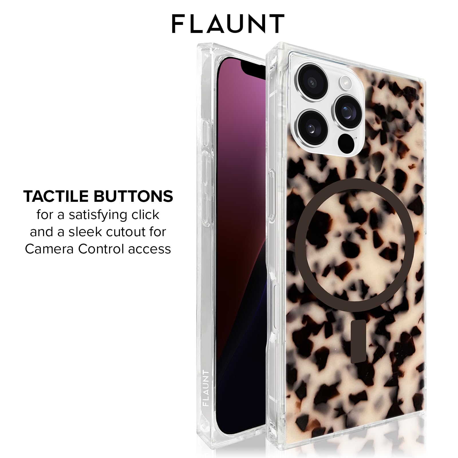 Flaunt Kwadratowe etui ochronne, kompatybilne z iPhone 16 Pro Max, kompatybilne z MagSafe i bezprzewodowym ładowaniem, testowane upadkowo i odporne na wstrząsy, oficjalne kwadratowe etui na telefon