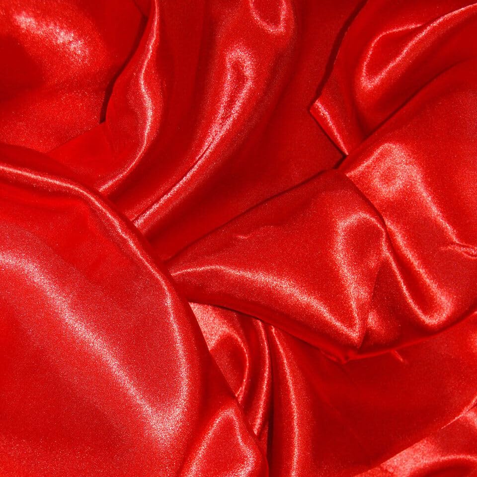 Silky Satin Dress Craft Fabric Plain Luxury Wedding Material 149cm Wide - Red - One Metre