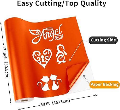 Miniatura 8 de Huaxing Vinilo permanente amarillo mate para Cricut, rollo de vinilo adhesivo permanente de 12 pulgadas x 50 pies para Cricut, Silhouette,