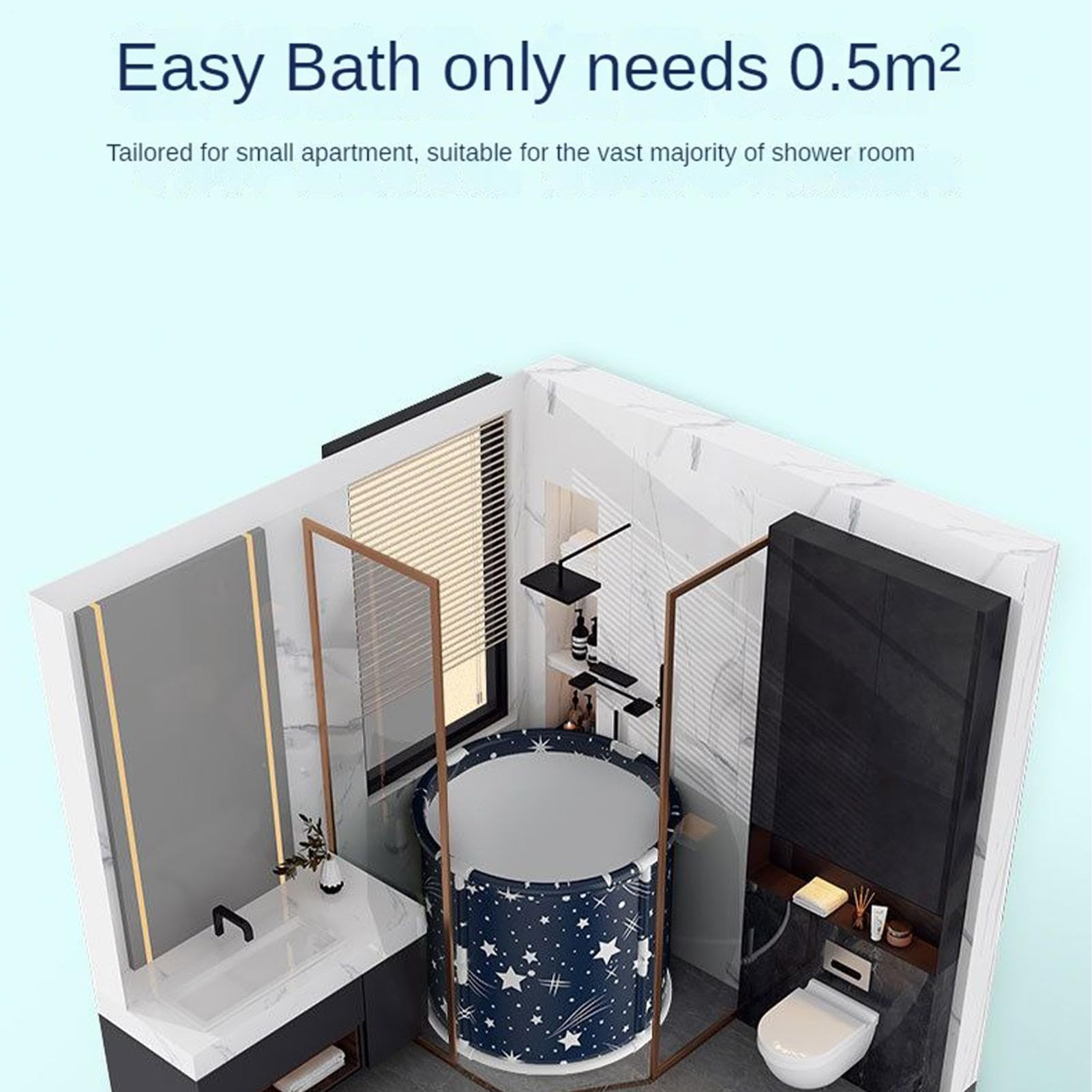 Vasca da bagno pieghevole per adulti – Vasca portatile per doccia | secchio da bagno spa, soluzione compatta per il bagno domestico | Vasca da bagno leggera per la famiglia per bagno caldo, rel