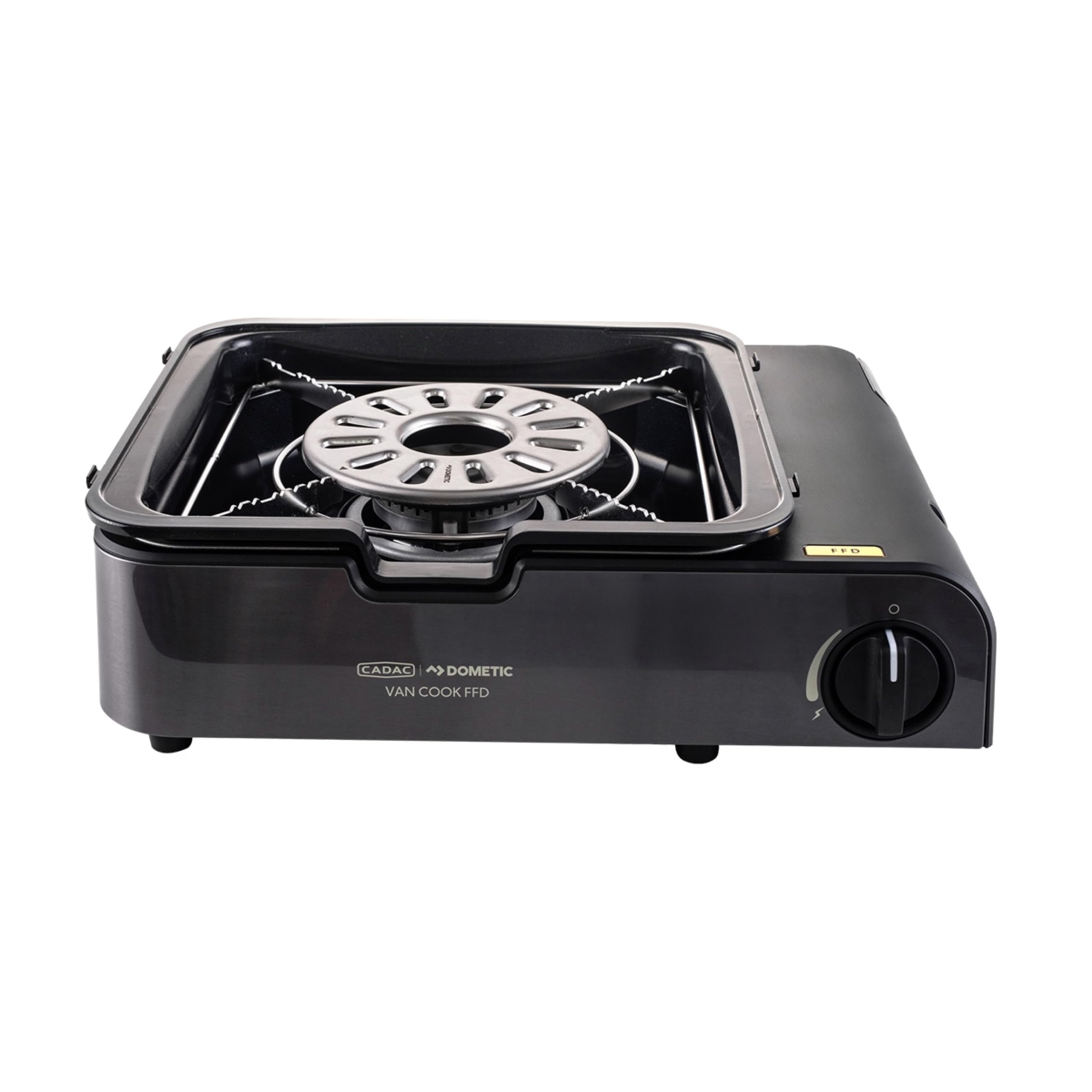 CADAC Van Cook FFD Combo BBQ Compact de Camping avec Protection FFD, Grille GreenGrill & Porte-Percolateur