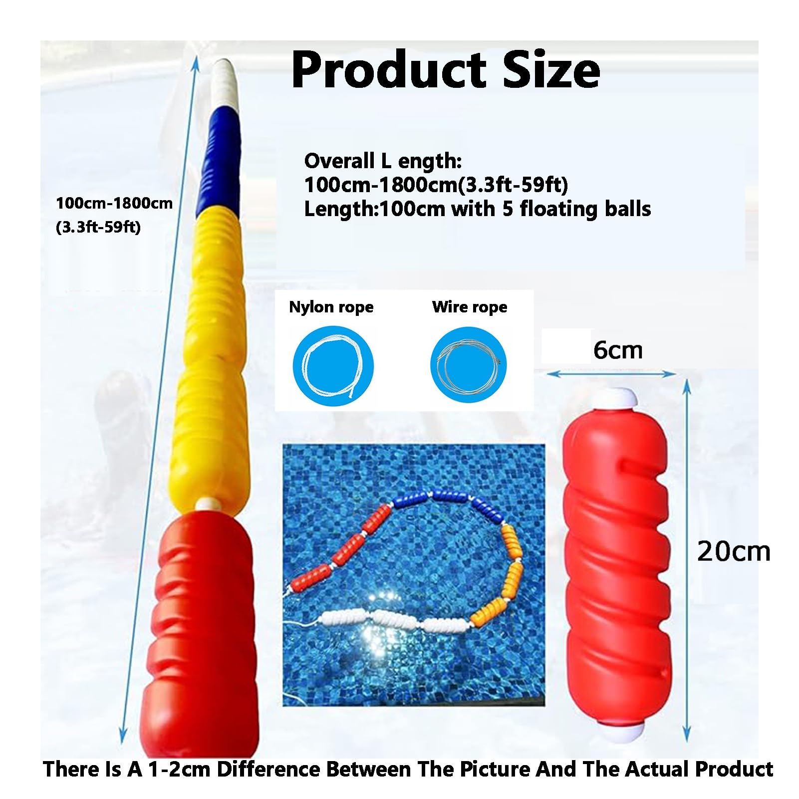 Vibrant 6 cm Pool Lane Seil-Trennwände – sichere Schwimmer für Schwimmbäder und Strände – ideales Zubehör für Training und Freizeitgebrauch