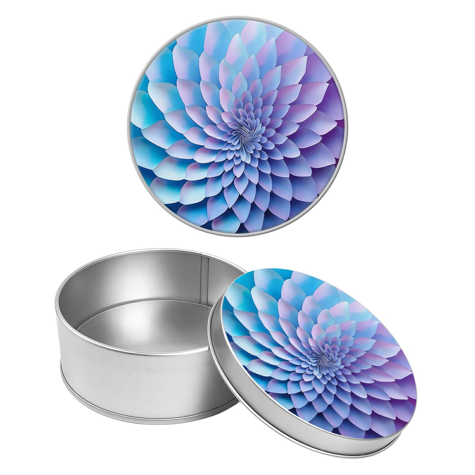 Round Metal Tin Container with Removable Lid, Abstract Pink Flowers Durable Metal Storage Box for Crafts Snacks Candies Office Supplies Small Items 3.54 x 1.38 inch– Single Pack