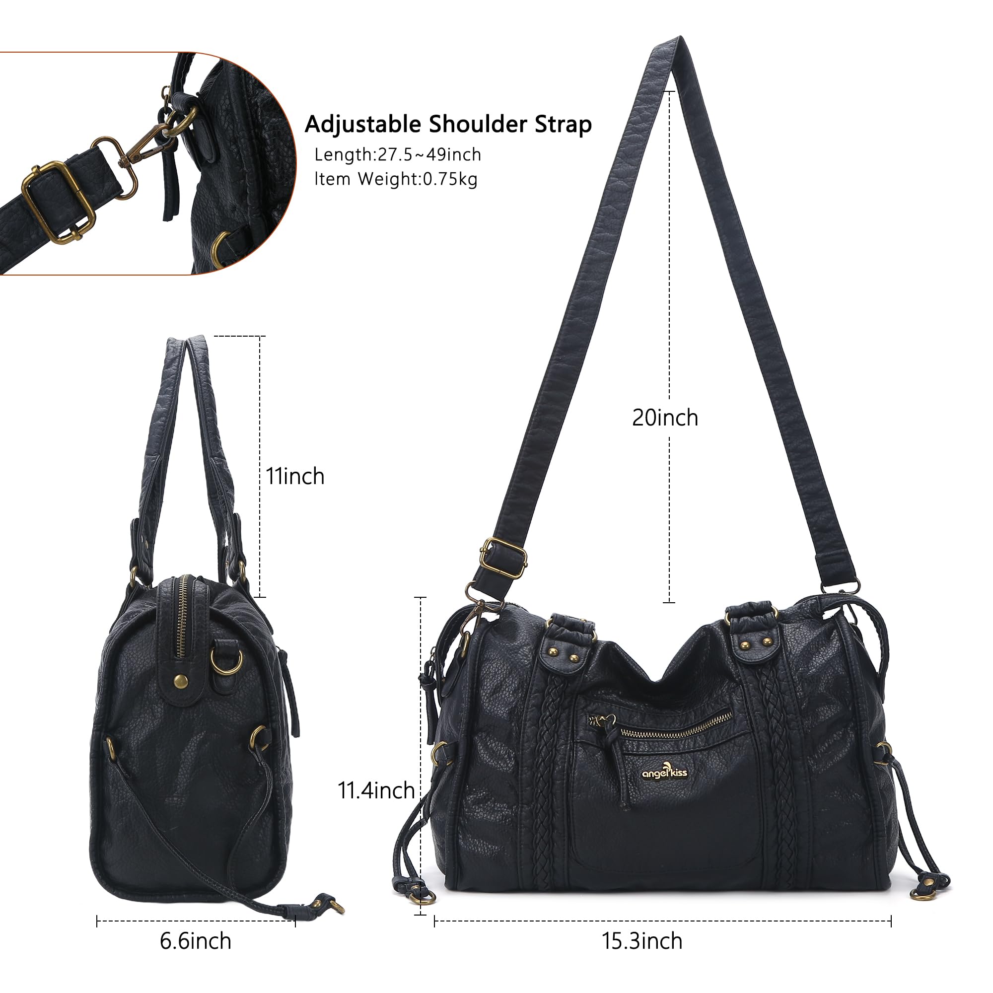 Angel Kiss Torebka damska Tote Bag duża torba z uchwytem, miękka torba na ramię, torba na zakupy, wodoszczelna, retro, elegancka, wiele przegródek, do pracy, na podróż, do szkoły