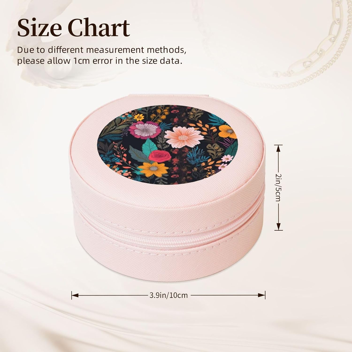 Travel Jewelry Box for Women Birthday Gifts, Colorful Boho Floral Jewelry Case PU Leather Jewelry Organizer Small Round Display Storage Box for Rings Earrings Necklaces image 2