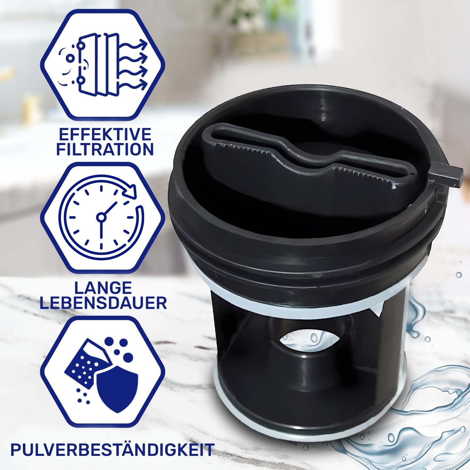 DL-pro Flusensieb Für Indesit Hotpoint C00045027 – Ersatz-Flusenfilter Für Waschmaschine/Trockner, Durchmesser 60 Mm, Höhe 65 Mm