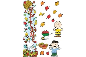 Eureka Peanuts "Fall Y'all" All-in-One Welcome Pumpkin Door Hanger Porch Decor Kit