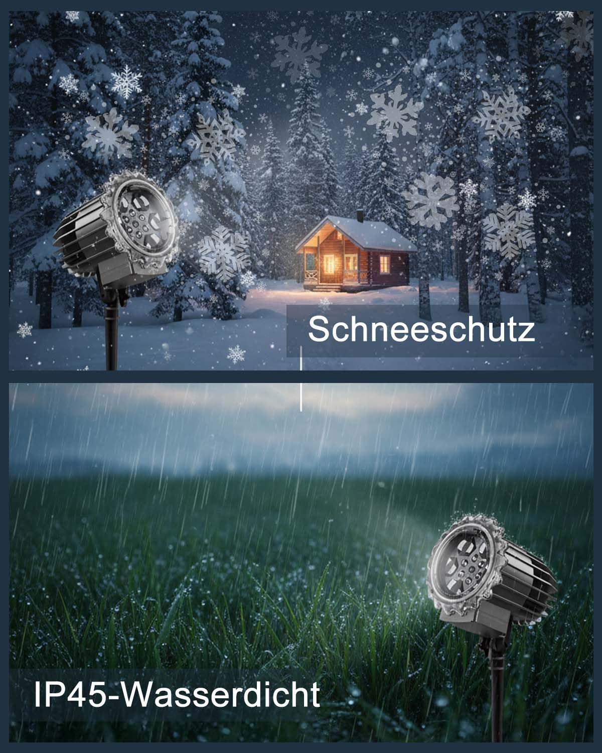 Trongle Weihnachten Schneeflocke Projektor Licht 3D-Effekt, LED Projektionslampe mit Fernbedienung & Timer, Weihnachtsprojektor Licht Wasserdicht, Dynamischem Schneefall, für die Weihnachtsdekoration