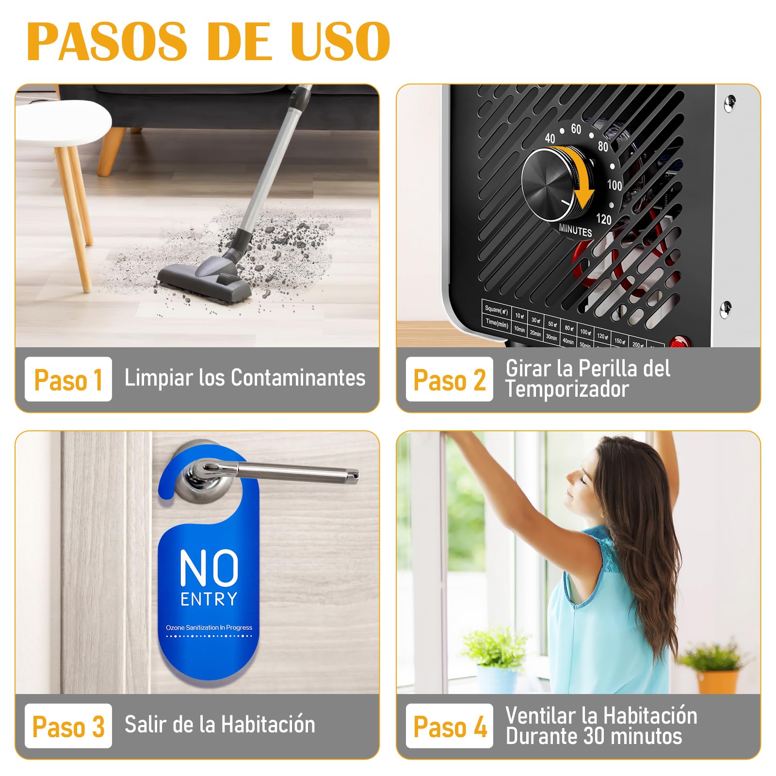 Generador de Ozono Hogar 30000mg/h, Profesional Máquina de Ozono, Generador Ozono Purificador de Aire con Temporizador, Dispositivo de ozono O3 Portátil para Garajes, Hogar, Coche Blanco