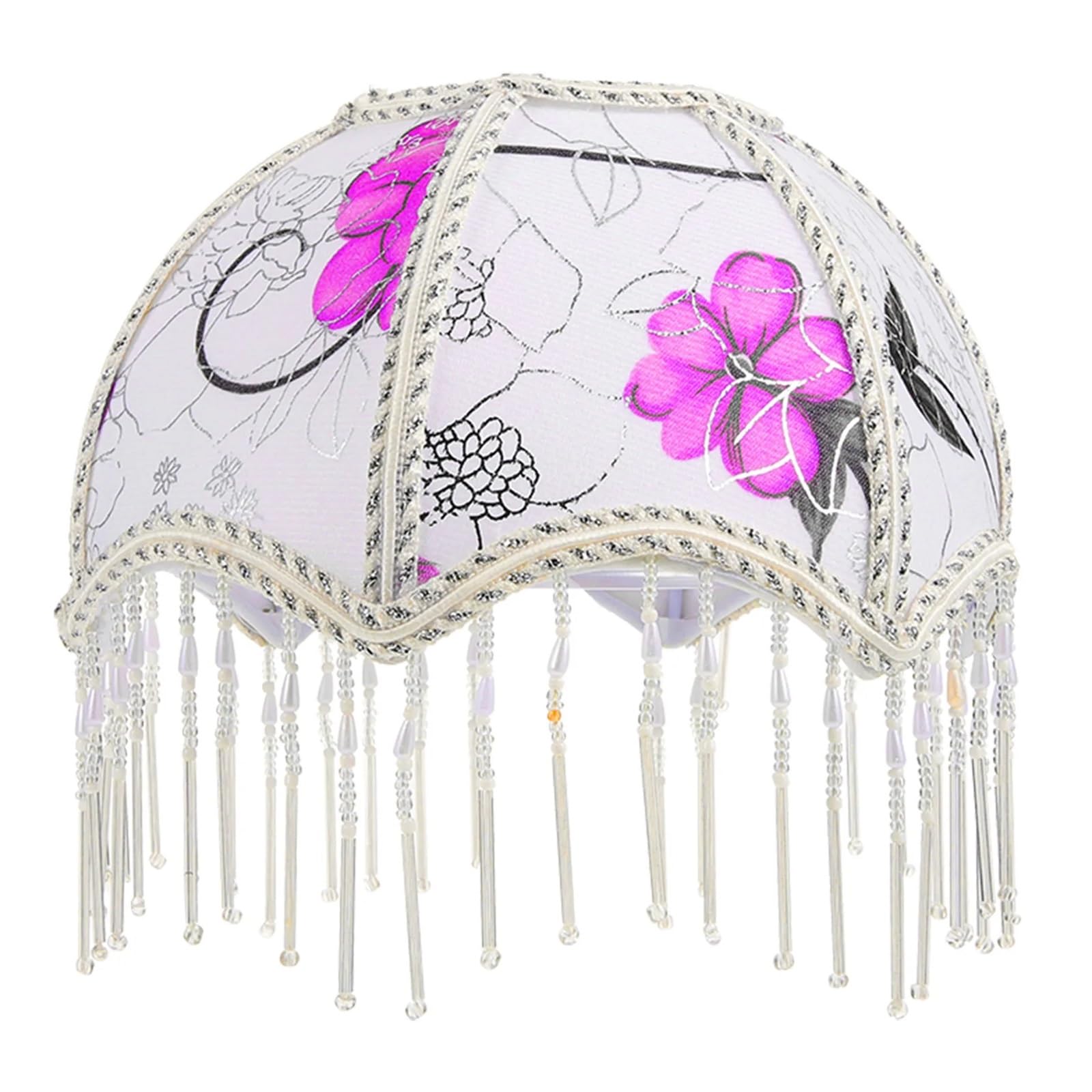 Luysgbxr White Tassel Lampshade Umbrella Pendant Room Decor Vintage Fringe Iron Tassel E27 Table Lamp Shades Fabric Home