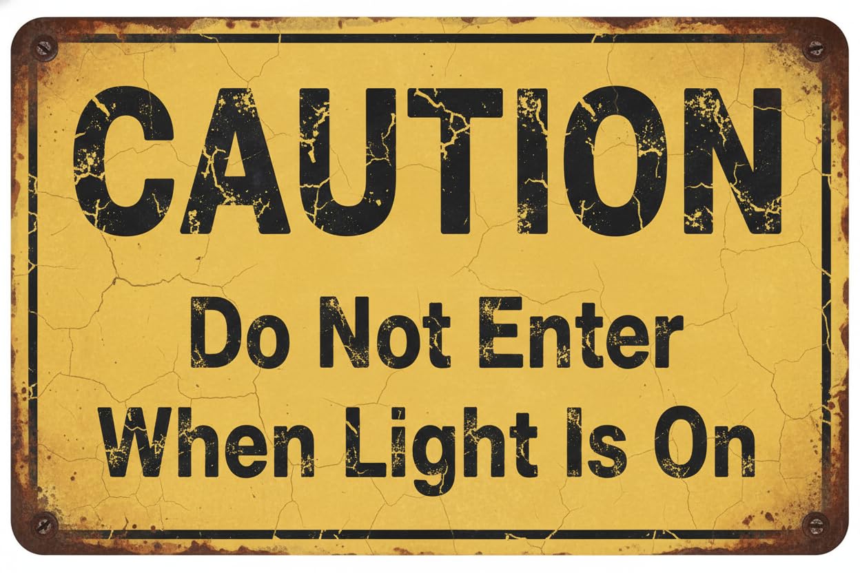 Wall Decor Do Not Enter When Light Is On Caution Sign Metal Sign 8 X 12 Inches Clear Signage For S, Fences Vintage Signs Aluminum Plates Printed