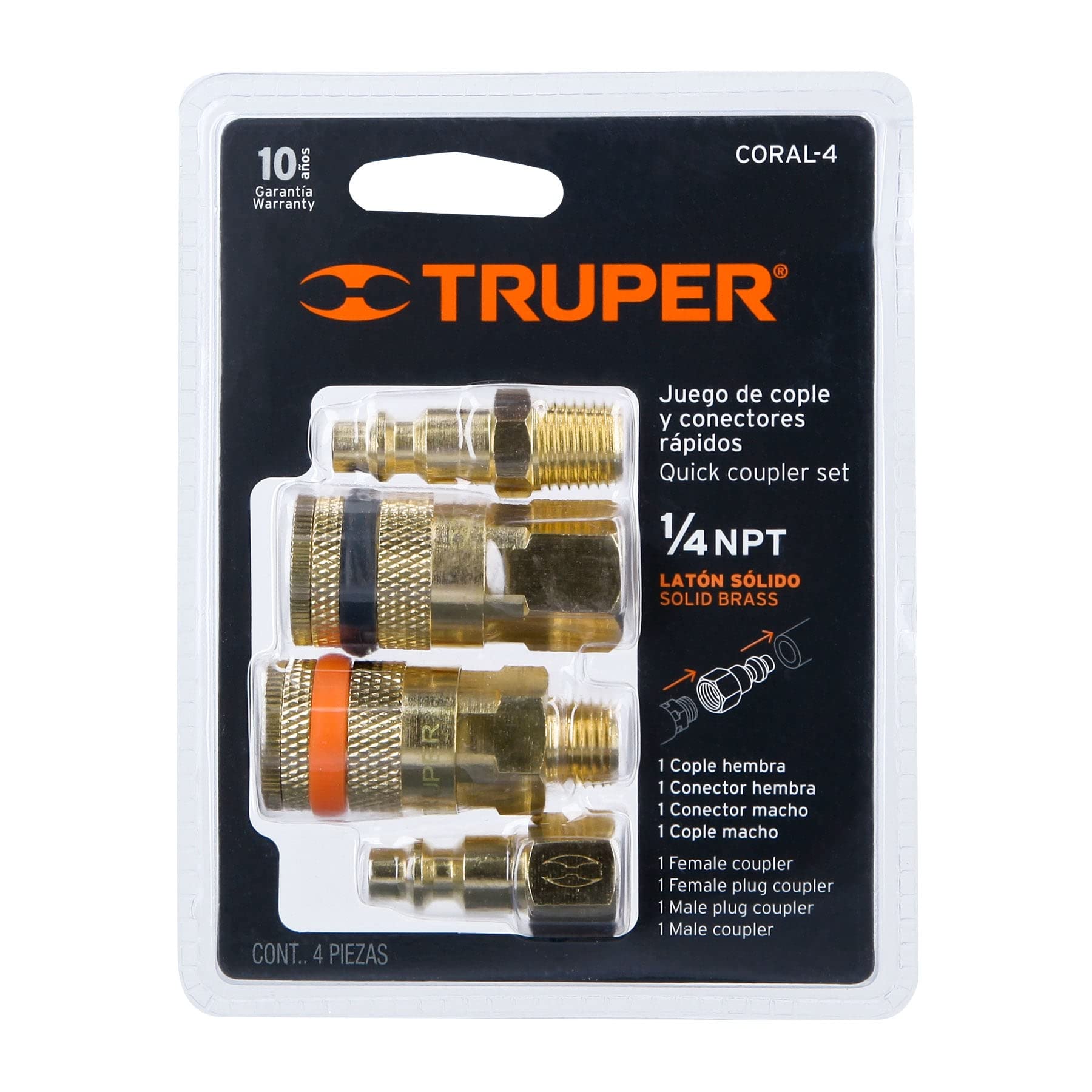 JUEGO DE 2 CONECTORES Y 2 COPLES PARA COMPRESOR DE AIRE TRUPER CORAL-4