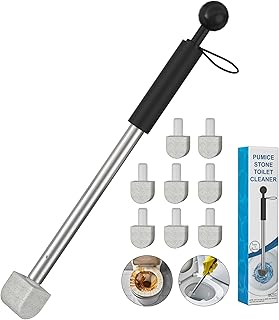 Pumice Stone Toilet Bowl Cleaner,16.7Inch Toilet Pumice Stone with Handle Cleans Hard Water Ring Calcium Buildup&Stains for Toilet Bath Kitchen Household Cleaning (Black)