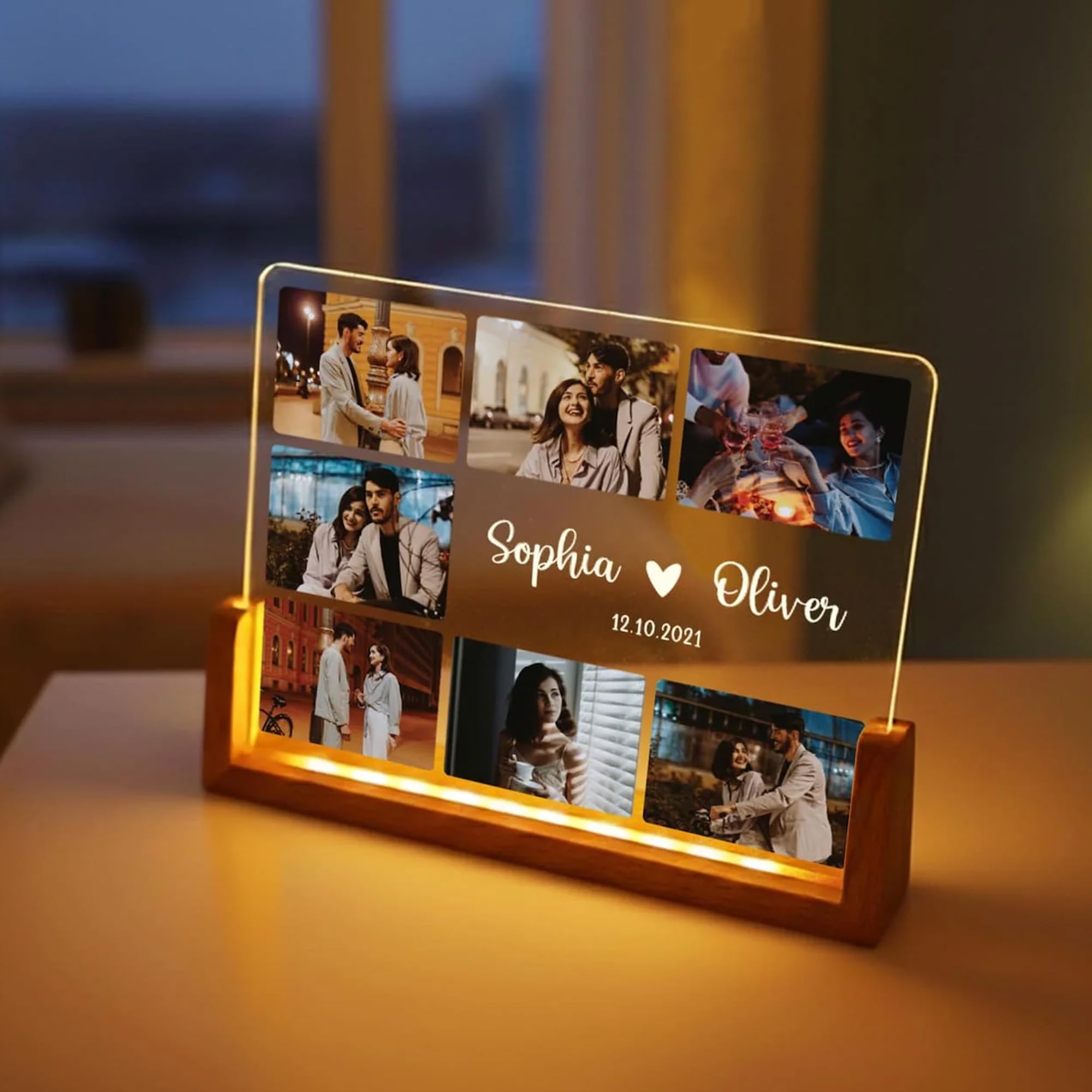 PRINT BHARAT Acrylic Customized Name LED Lamp Personalized Night Light with Name Custom Gift for Birthday Anniversary Home Decor for Men Birthday Kids Friend Return Gift Kids (Collage Photo Lamp)-image-8