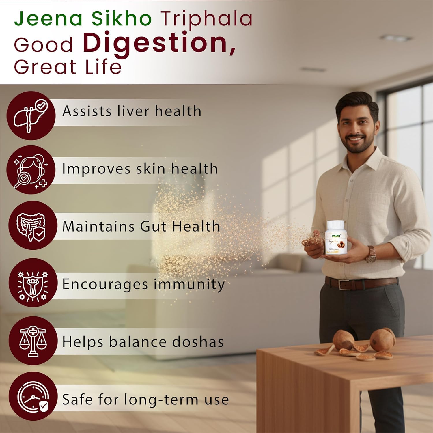 Jeena Sikho Triphala Tablets | Natural Digestive Wellness Supplement | Naturally Blended With Triphala Extracts | Natural Health Multivitamin, 60 Tablets, Pack of 4 — Amazon image 6