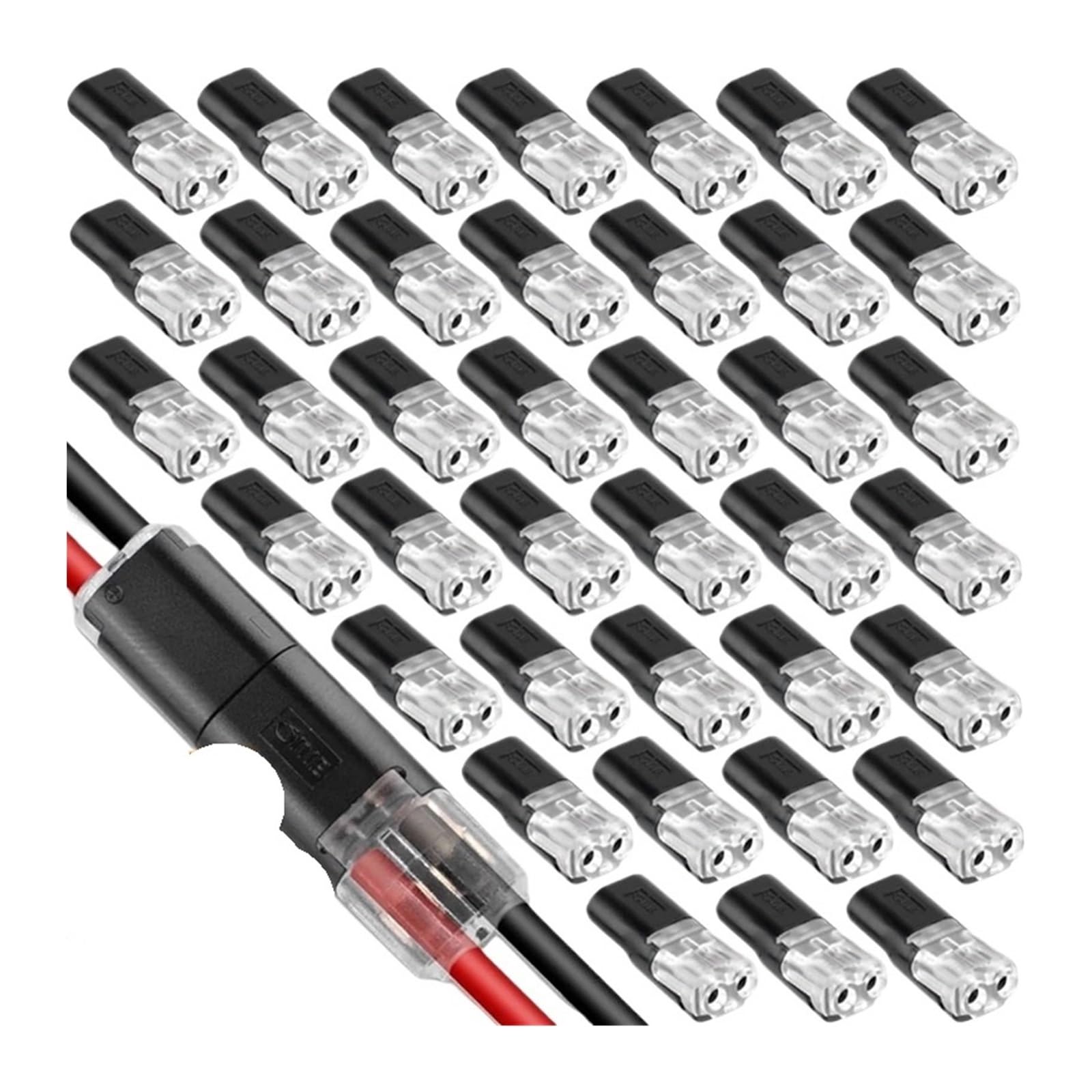 Shungong 30/50PCS Waterproof Double Wire Plug-in Connectors with Locking Buckle for 2 Way Terminal Block - Quick Connect Cable Clamps(50pcs)
