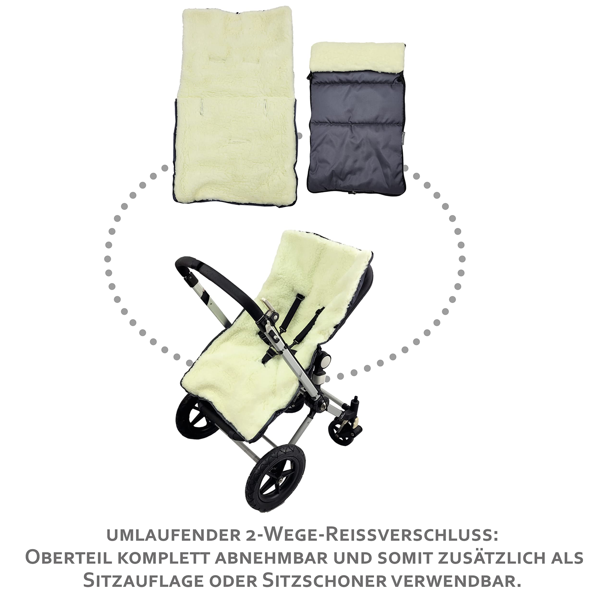 BambiniWelt Coprigambe Invernale Universale 108 Cm – Interno In Lana D'Agnello, Impermeabile – Per Passeggino, Ovatto, Carrozzina