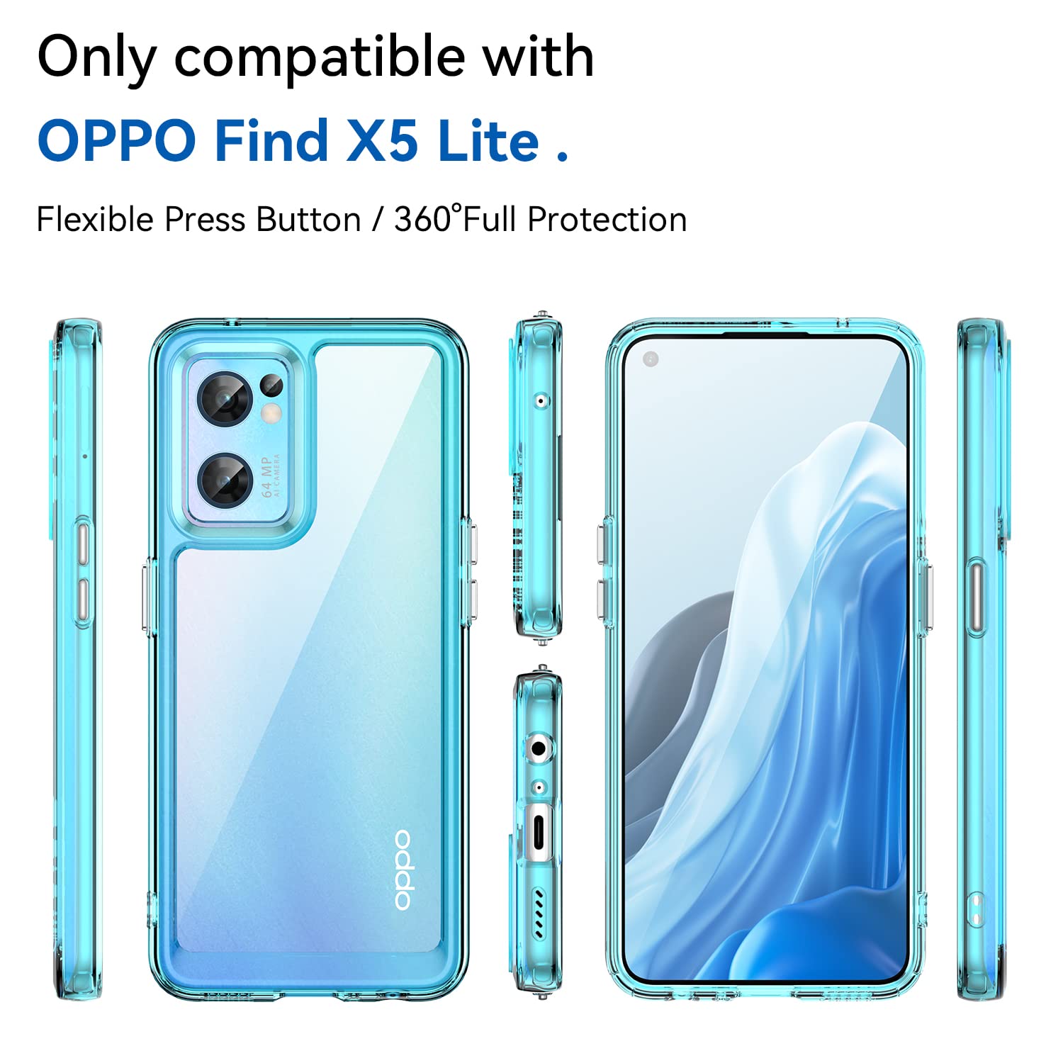Wanyuexes Cover per Oppo Find X5 Lite 5G vetro temperato, [Antiurto di