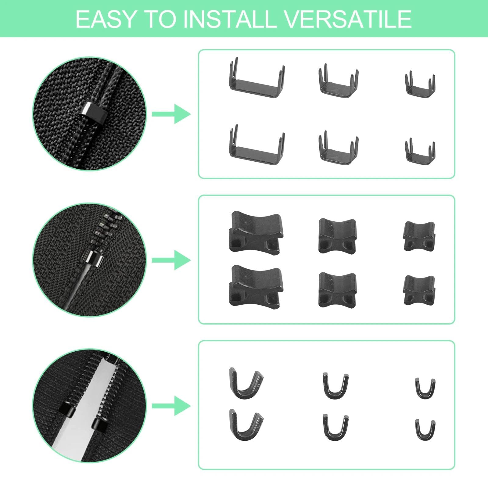 Crynvor 105 Pezzi Kit di Riparazione Cursore Cerniera Ricambio, Cursori per Cerniere, Zip Tiri Della Chiusura Lampo, Tiretti, Tiralampo, Tiretto, Tirante, Tira, per Zaini, Giacche, Valigie, Borsette