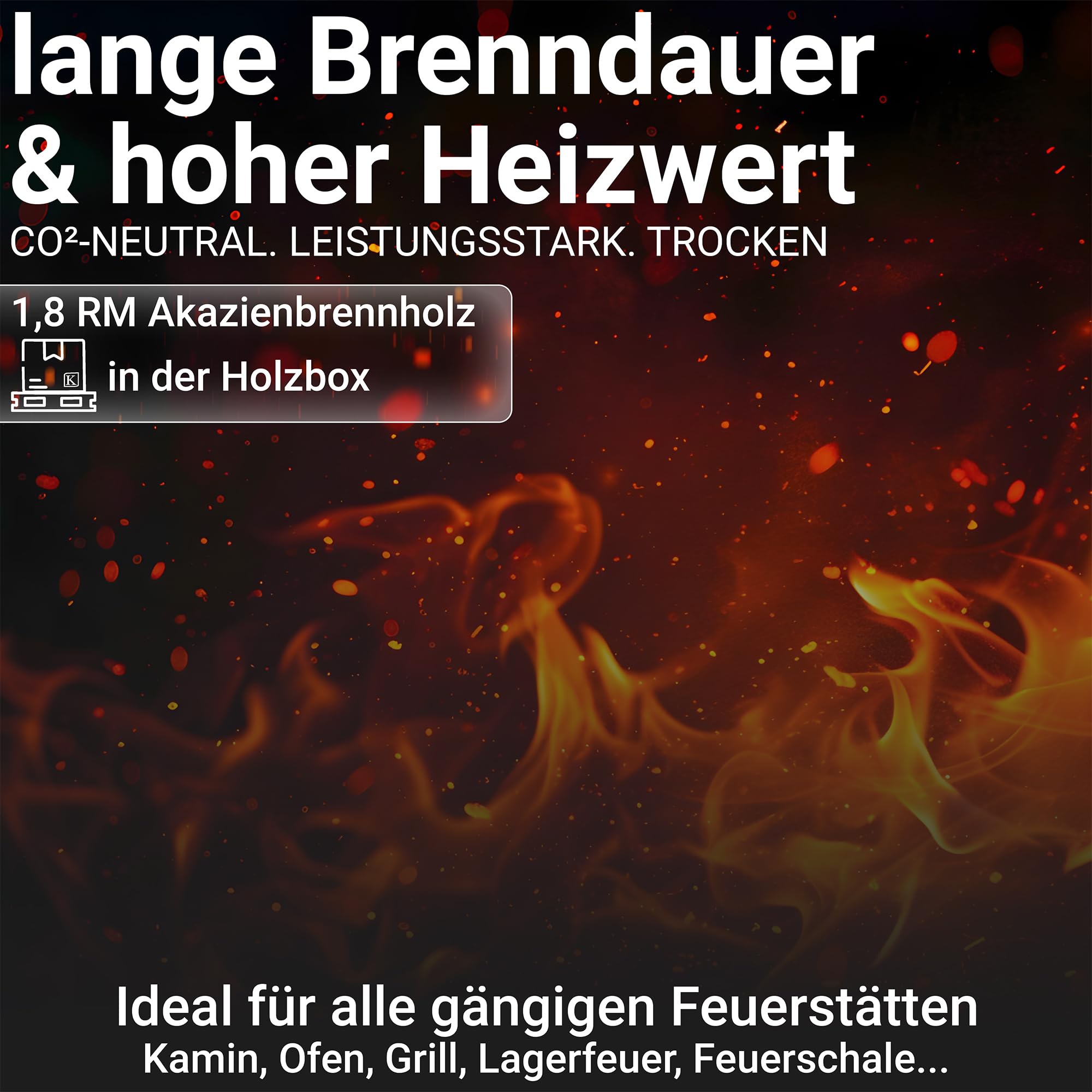 Brennholz Akazie 33 cm 1,8 RM TOP Kaminholz Scheitholz Kamin Ofen Holz Feuerschale Lagerfeuer trocken Premium | 1 x Holzboxen | Energie Kienbacher
