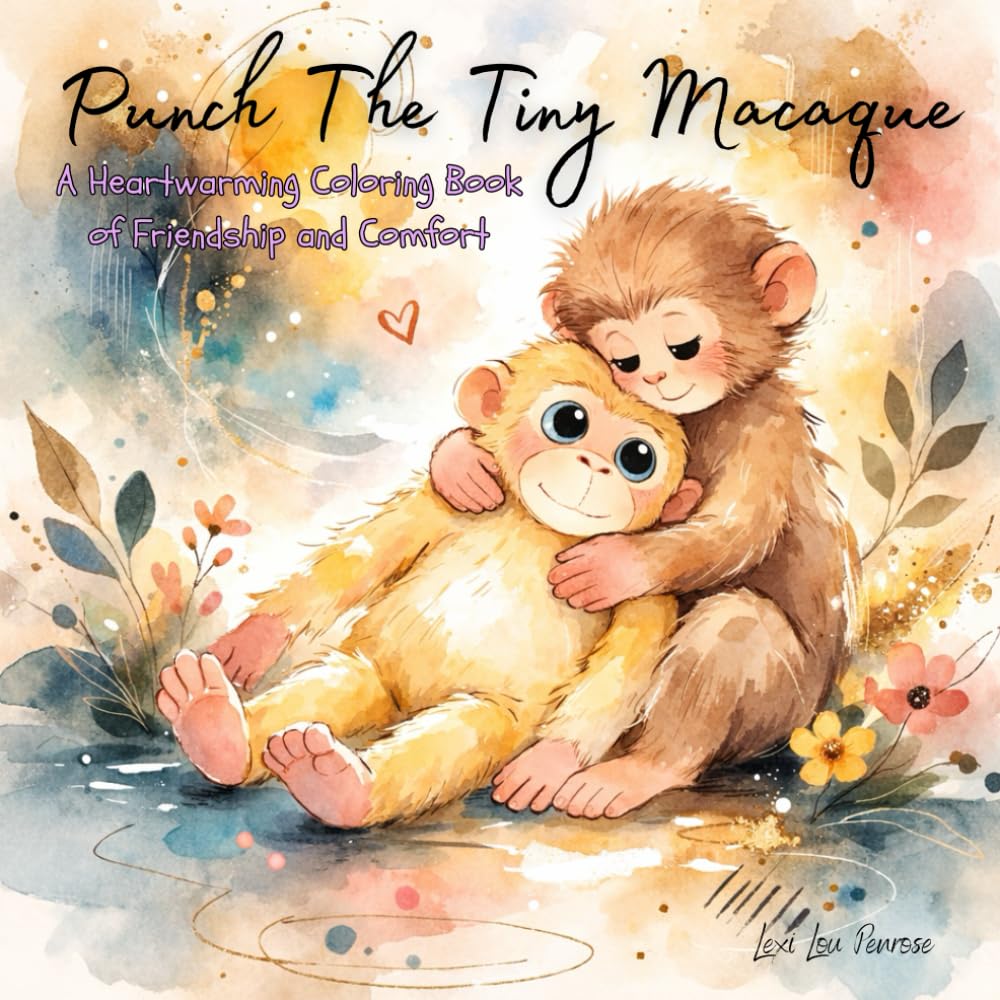 Punch the Tiny Macaque: A Heartwarming Coloring Book of Friendship and Comfort: Adorable Scenes of a Little Monkey and His Beloved Doll – A Cute and Cozy Coloring Journey for All Ages