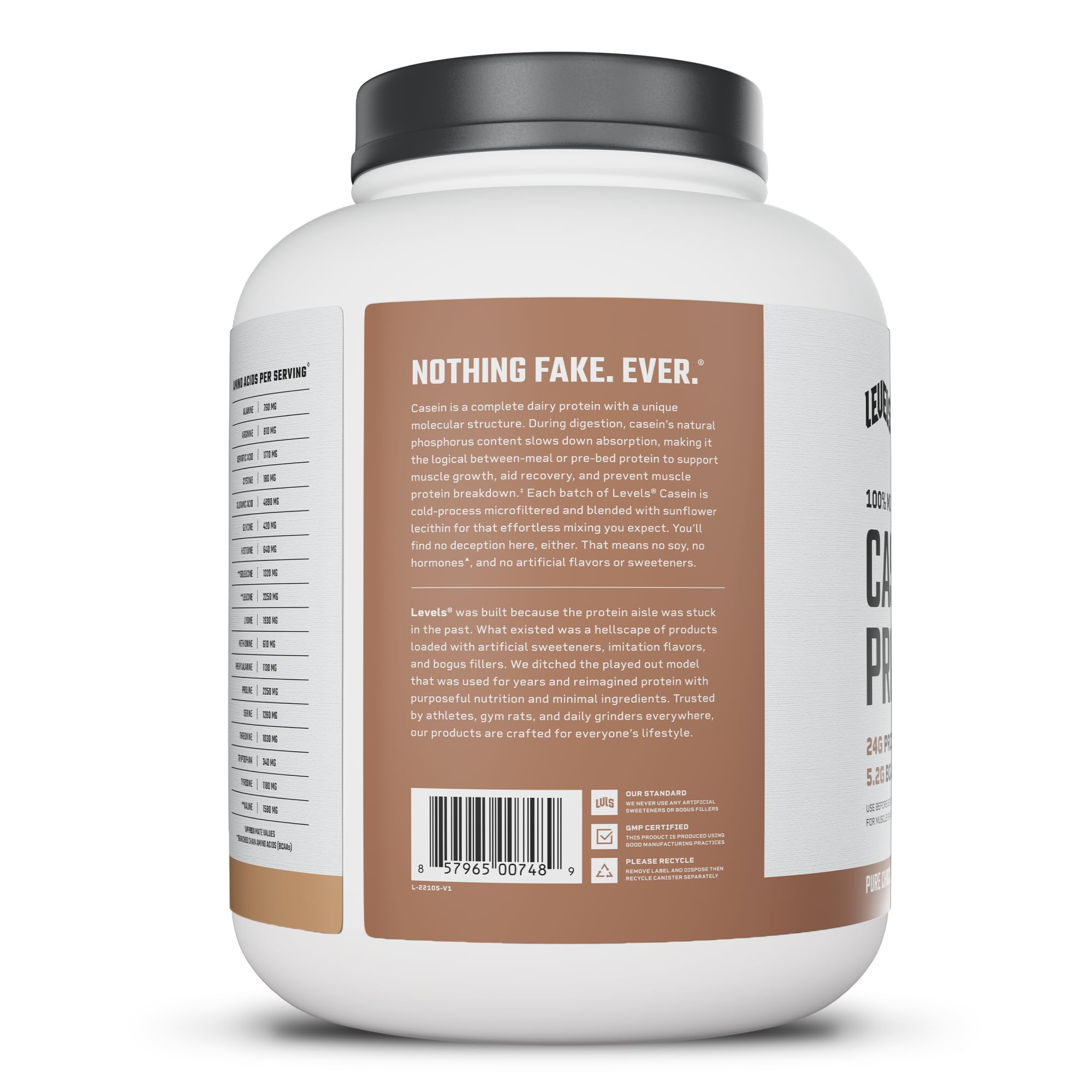 Levels 100% Micellar Casein Protein, Hormone Free, Chocolate, 4LB — Amazon image 9