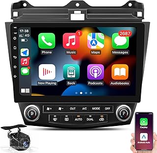 Car Stereo Radio for Honda Accord 2003-2007 with Carplay/Android Auto, 10" IPS Touch Screen Head Unit, GPS, WiFi, Bluetooth, GPS, AHD Backup Camera, 2G RAM 32G ROM