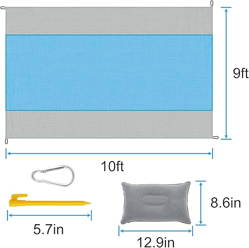 Miniatura 7 de KUCLUD - Manta de playa de 10 x 9 pies sin arena manta de playa extra grande impermeable manta de playa a prueba de arena para 4-12 personas manta