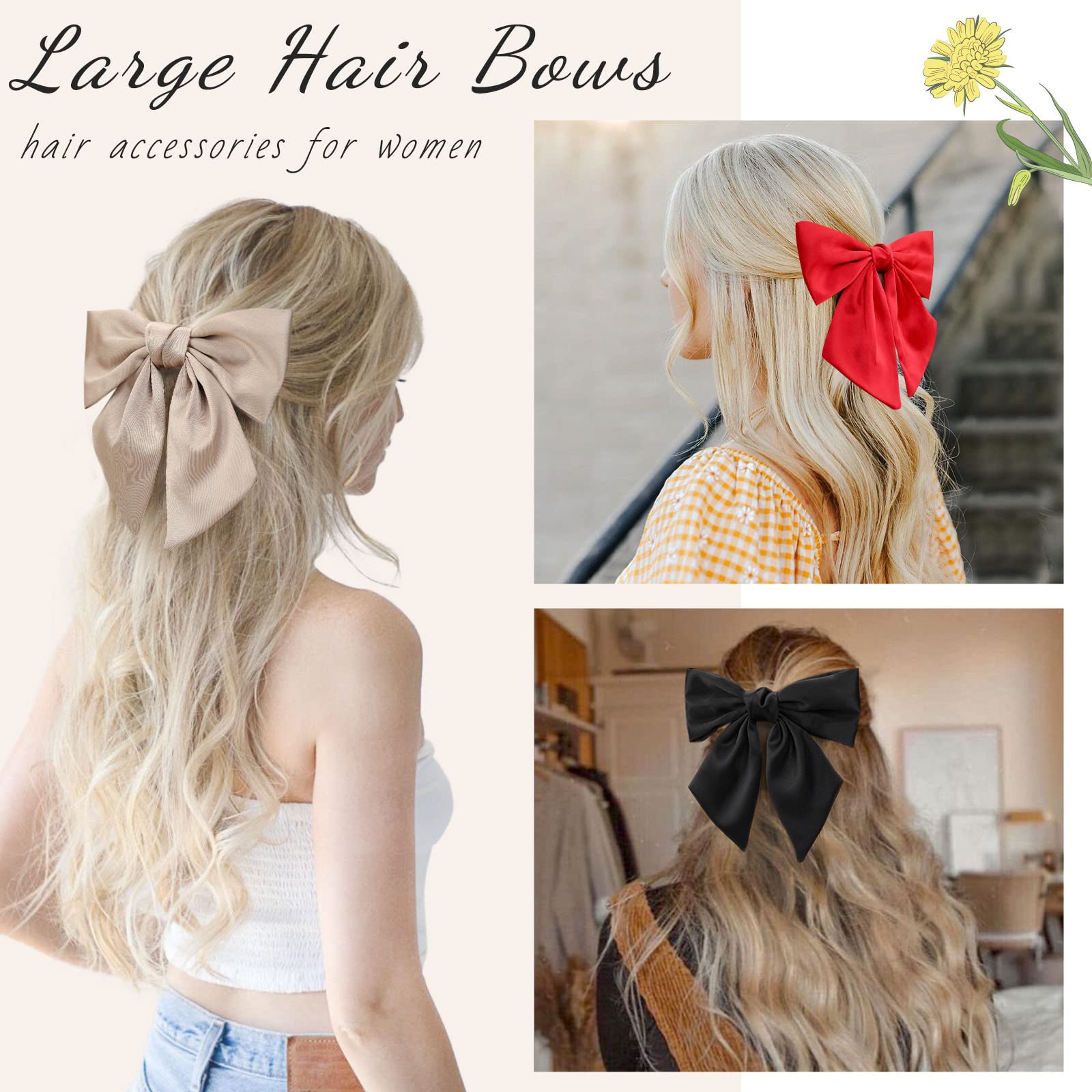 FRANCE LUXE Large Layered Bow Barrette Amazon.com : 8PCS Big Satin Layered Hair Bows for Women  main image 3