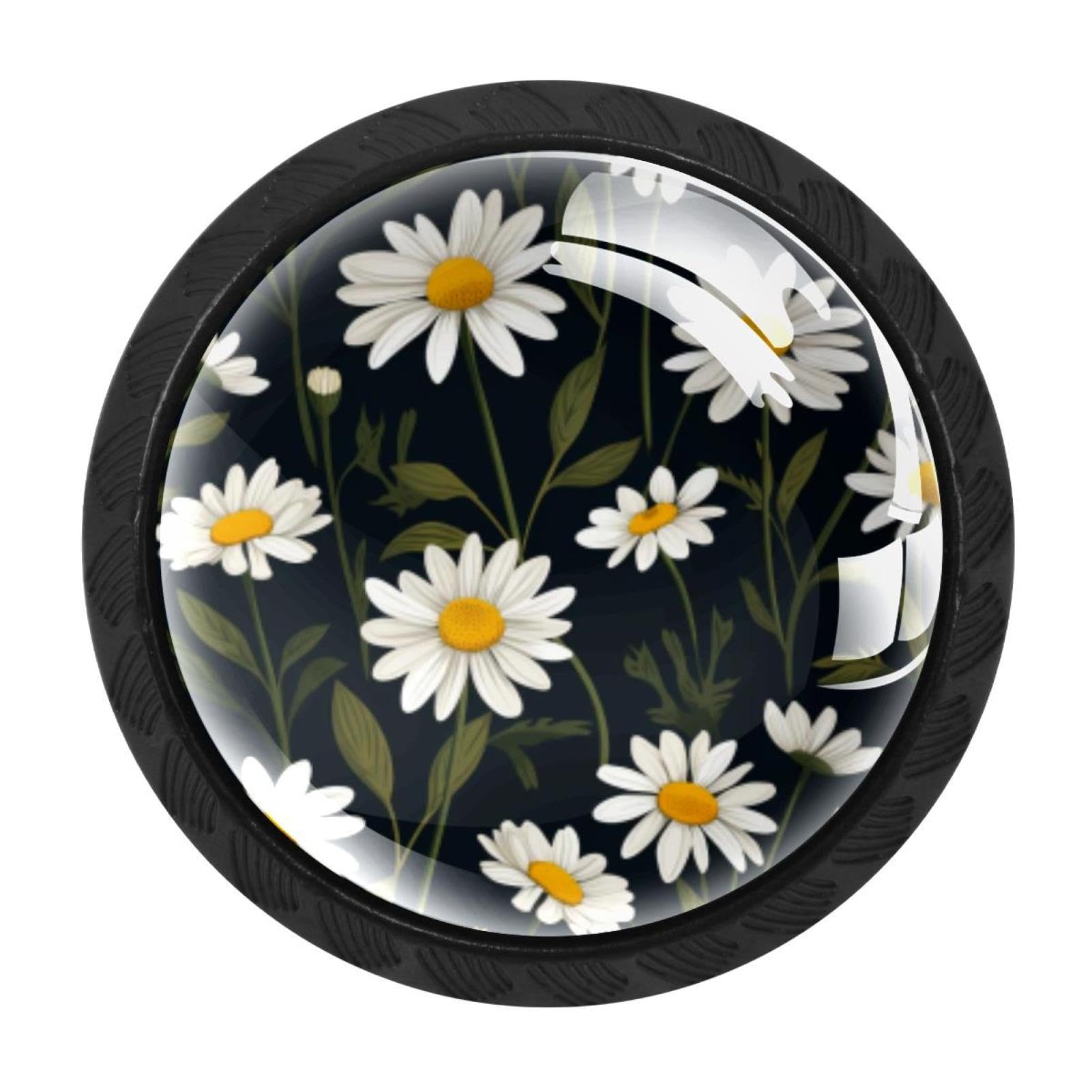 Chenzzzz Multicolored 18 4 Pack Black Daisy Cabinet Pulls Kitchen Cabinet Handles Ideal For Cabinet,Drawer,Cupboard And Wardrobe