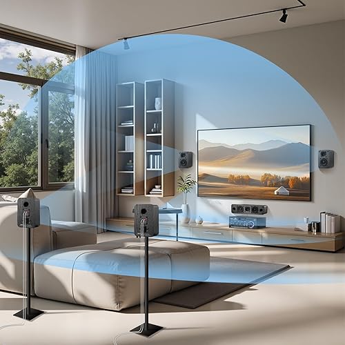 Miniatura 5 de Saiyin Sistemas de sonido envolvente de 5.0 canales para cine en casa  160 vatios de potencia máxima  Altavoces pasivos con grano de madera retro