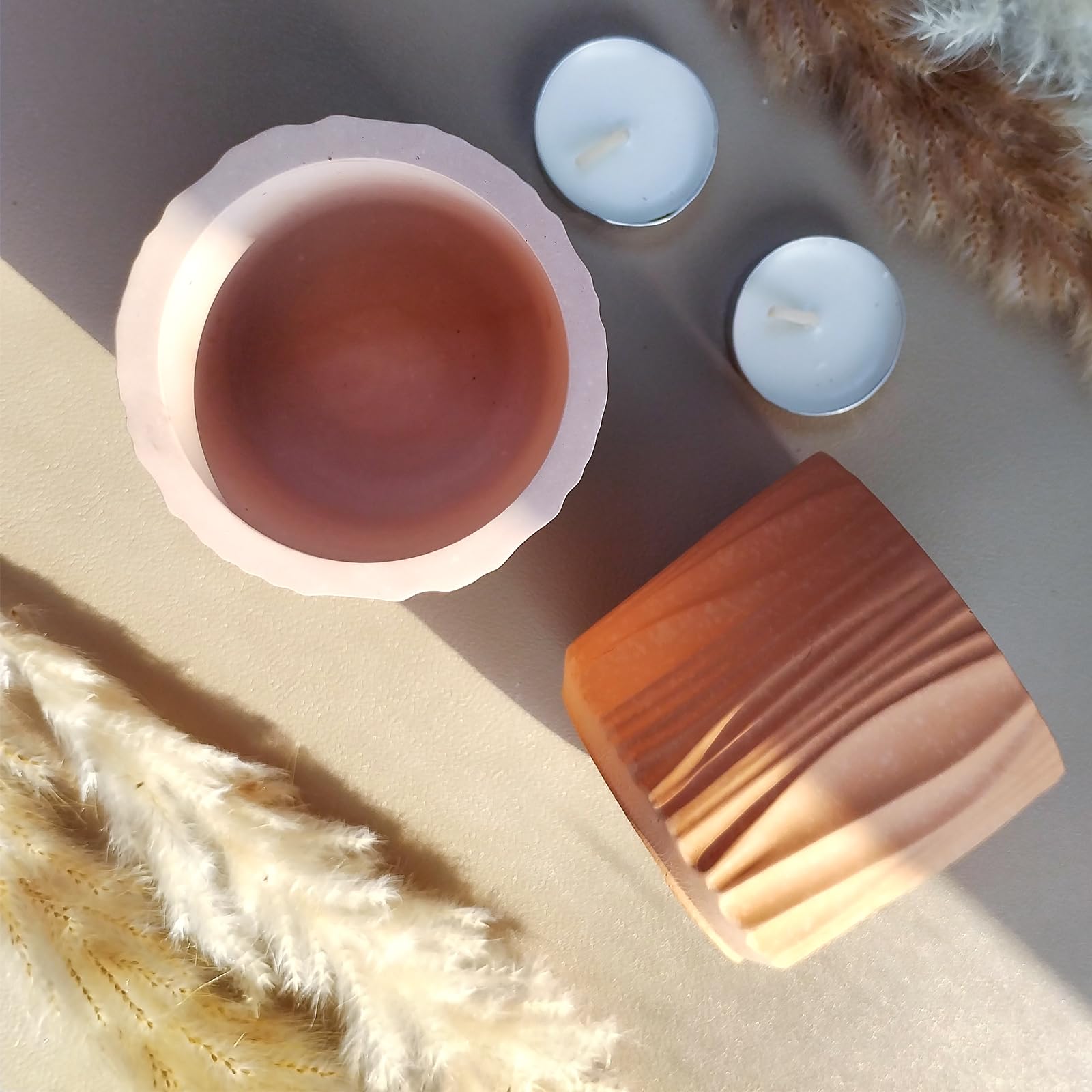 Wehous Resin Jar Mold, Wave Texture Candle Holder Silicone Molds for Epoxy Resin, Unique Storage Container Candle Vessels Jewelry Trinket Holder Plant Pot Concrete Cement Mold DIY Craft Home Decor - Image 7