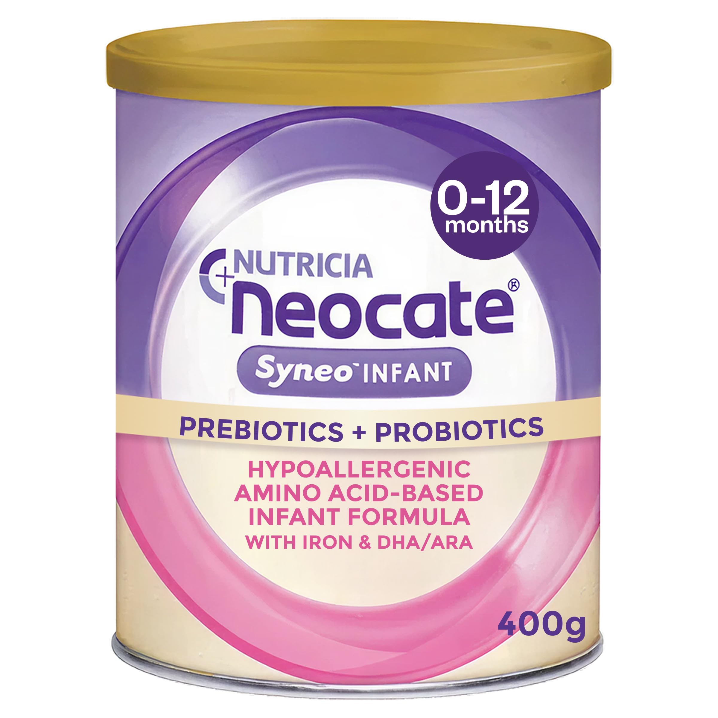 Neocate Syneo Infant - Allergy Relief Hypoallergenic Baby Formula with Amino Acids - Well-Tolerated Dairy-Free Infant Formula with Prebiotic FOS/FOS blend, Probiotics, DHA, ARA - 0-12 months - 14.1 oz