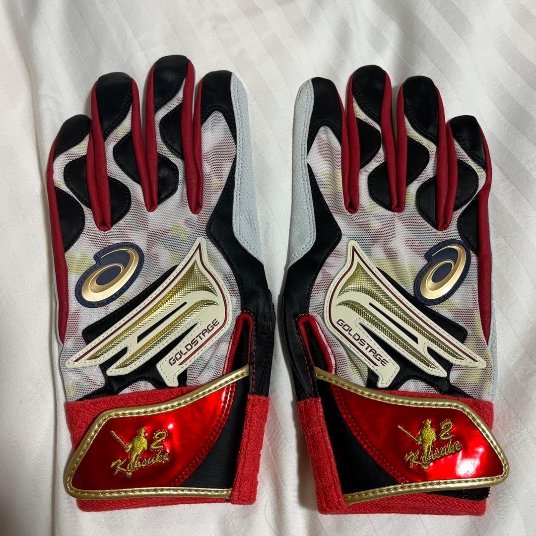 広島カープ新井貴浩監督現役時代バッティング手袋 守備手袋 ミズノ白