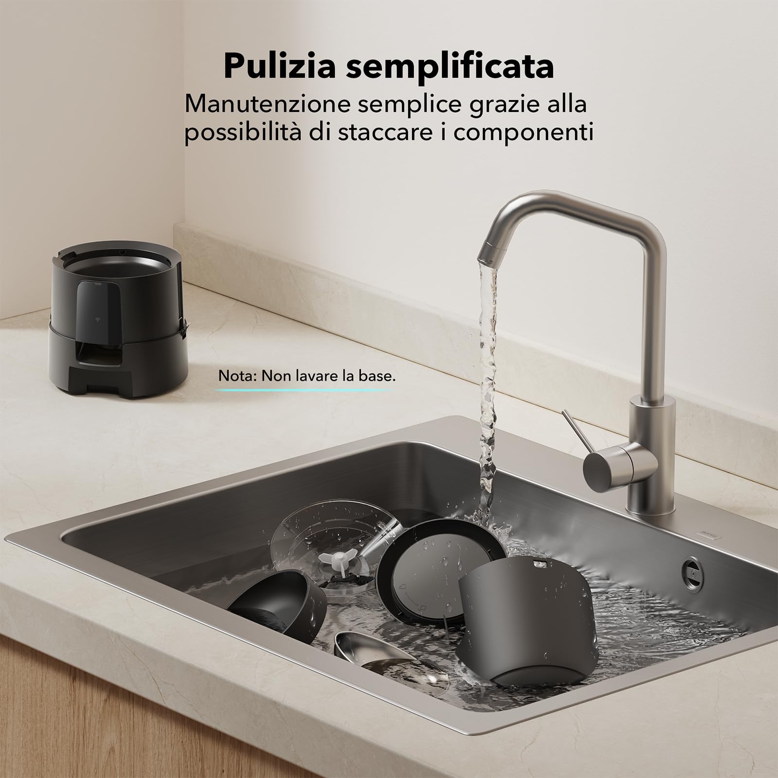 PETLIBRO 2.4G WiFi Distributore Automatico Cibo Gatti con Batteria, Distributore Automatico Cibo Cani Senza Fili in Acciaio Inox, Mangiatoia Intelligente per Gatto, APP Controllo, 1-10 Pasti, 2L,Nero