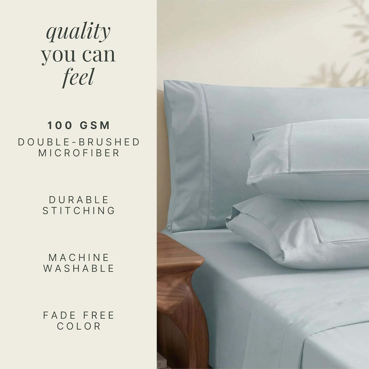 Hearth & Harbor Bed Sheets, Luxury Soft 6 Piece Bed Sheet Set Extra Deep Pocket Fitted Sheets Fits Mattress up to 21", Double Brushed Bedding Sheets & Pillowcases,