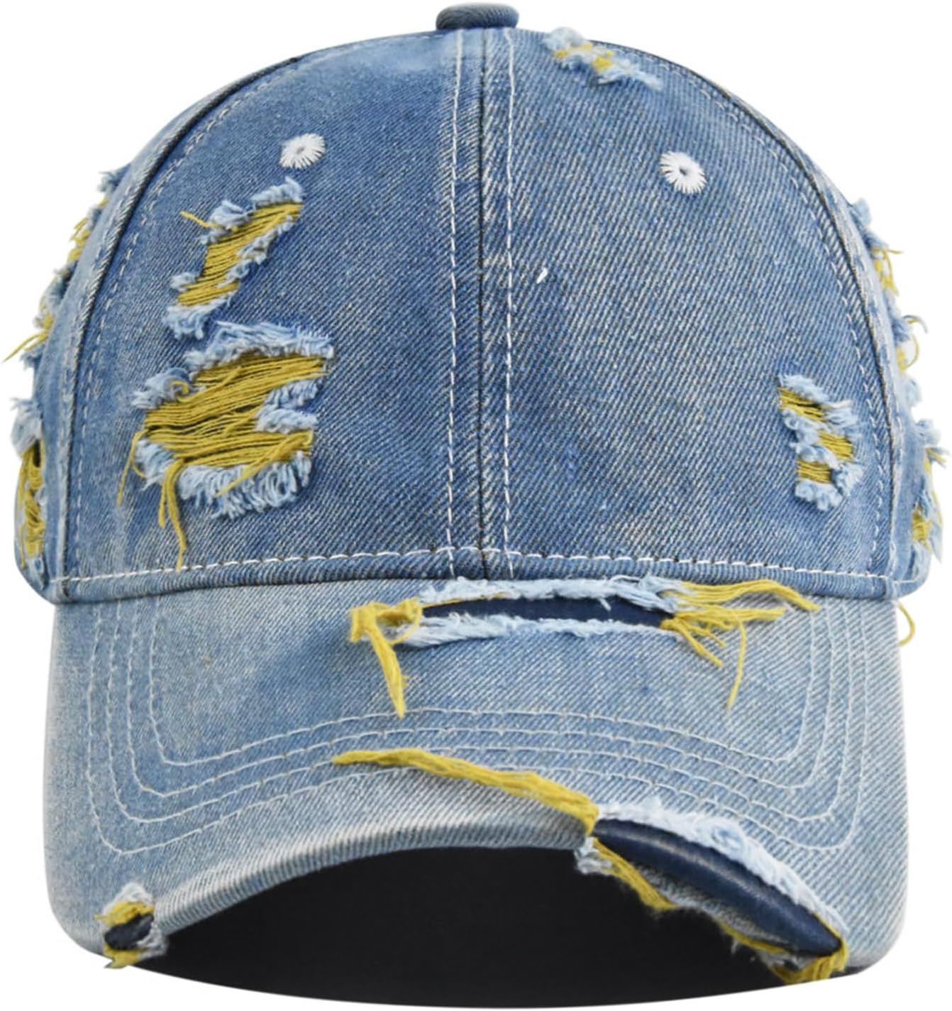 Ripped Trucker Hat Baseball Cap - Mens Washed Hat Vintage Adjustable Fishing Hat Retro Sun Hat - Image 2