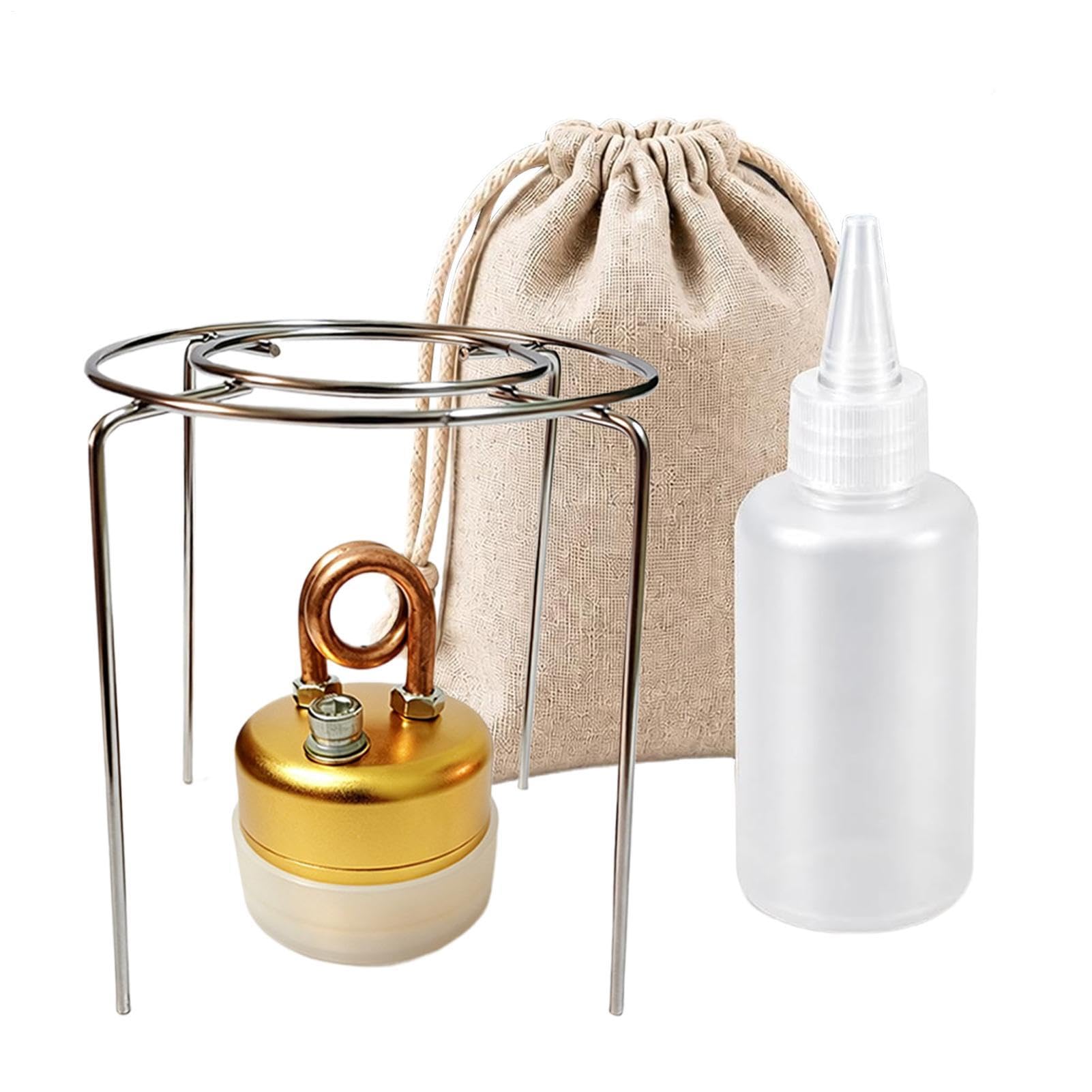 Mini Alkoholkocher Outdoor Kochen mit Windschutz, Topfständer | Alkohol-Heizkocher Für Backpacking Picknick Wandern Kaffeezubereitung Kochen Für Anfänger Und Erwachsene Gold