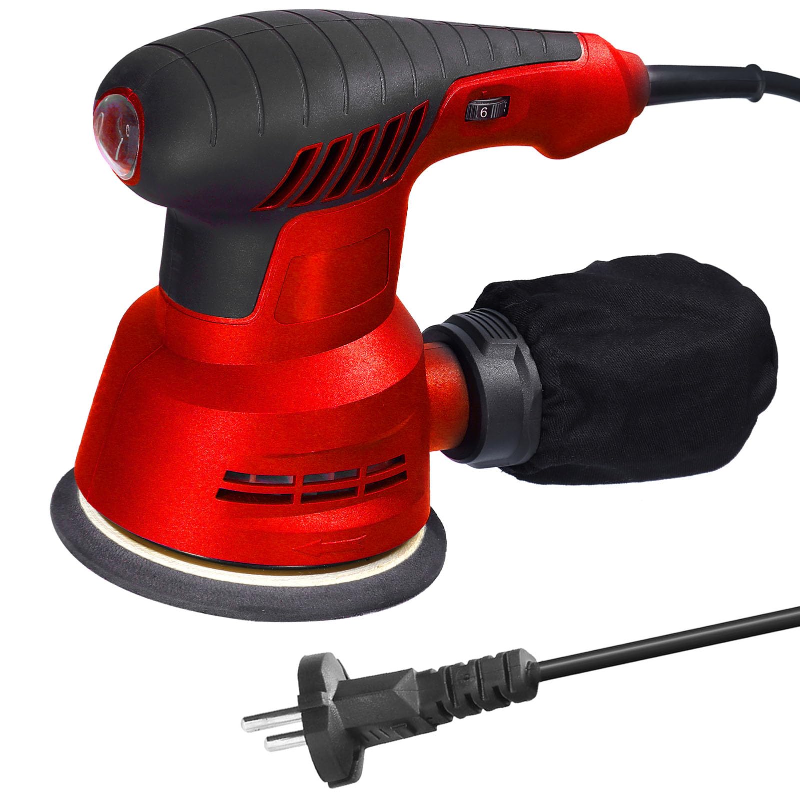 Lijadora Excéntrica Eléctrica de Mano de 300 W, 5000 a 12000 Rpm, 6 Niveles de Velocidad Ajustable, Máquina Pulidora de Automóviles para Automóviles, Encerado de Pisos, (Enchufe