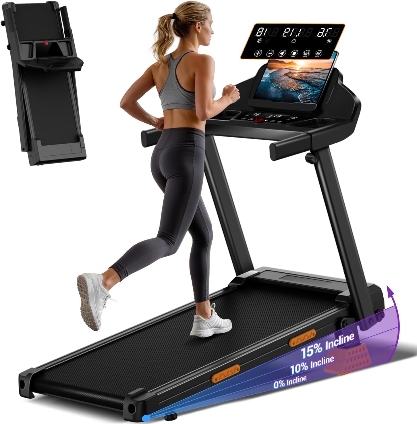 UMAY Tapis de Course Pliable 12km/h | Tapis de Marche Inclinable, 3,0CV Treadmill Home, 136KG - Amazon product rated Grade B