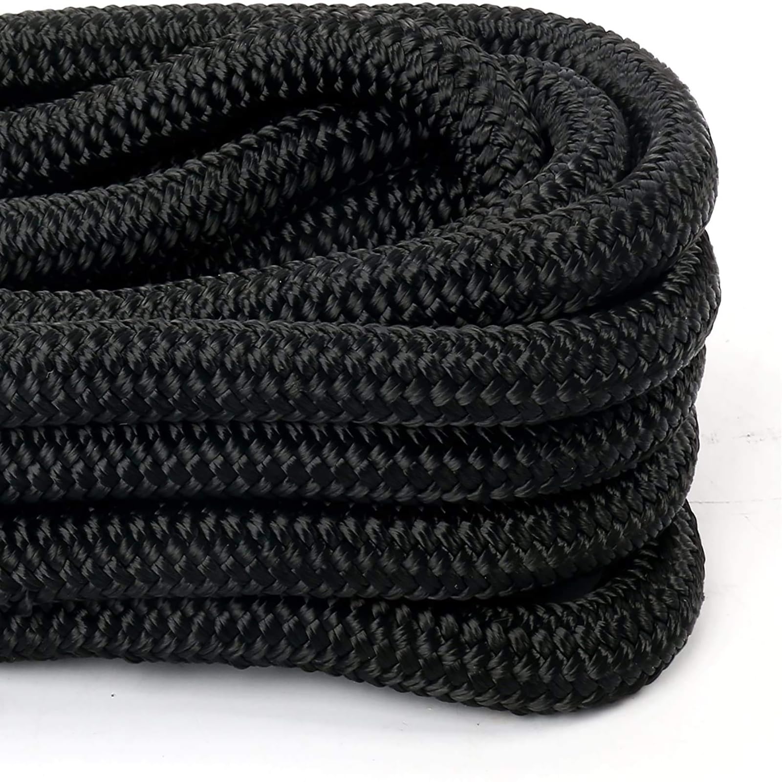 FreeTec 2-częściowa lina do łodzi łódź Fenderleine Nylon Dockline Linia cumownicza Lina Fender z oczkiem 16 mm średnica 7,6 m długości czarna