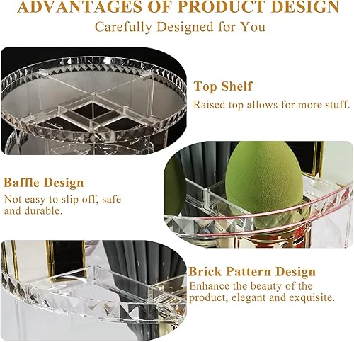 Miniatura 5 de BlingCnsy Organizador de maquillaje giratorio grande de 360 grados para tocador transparente  Cosméticos giratorios ajustables y duraderos para el