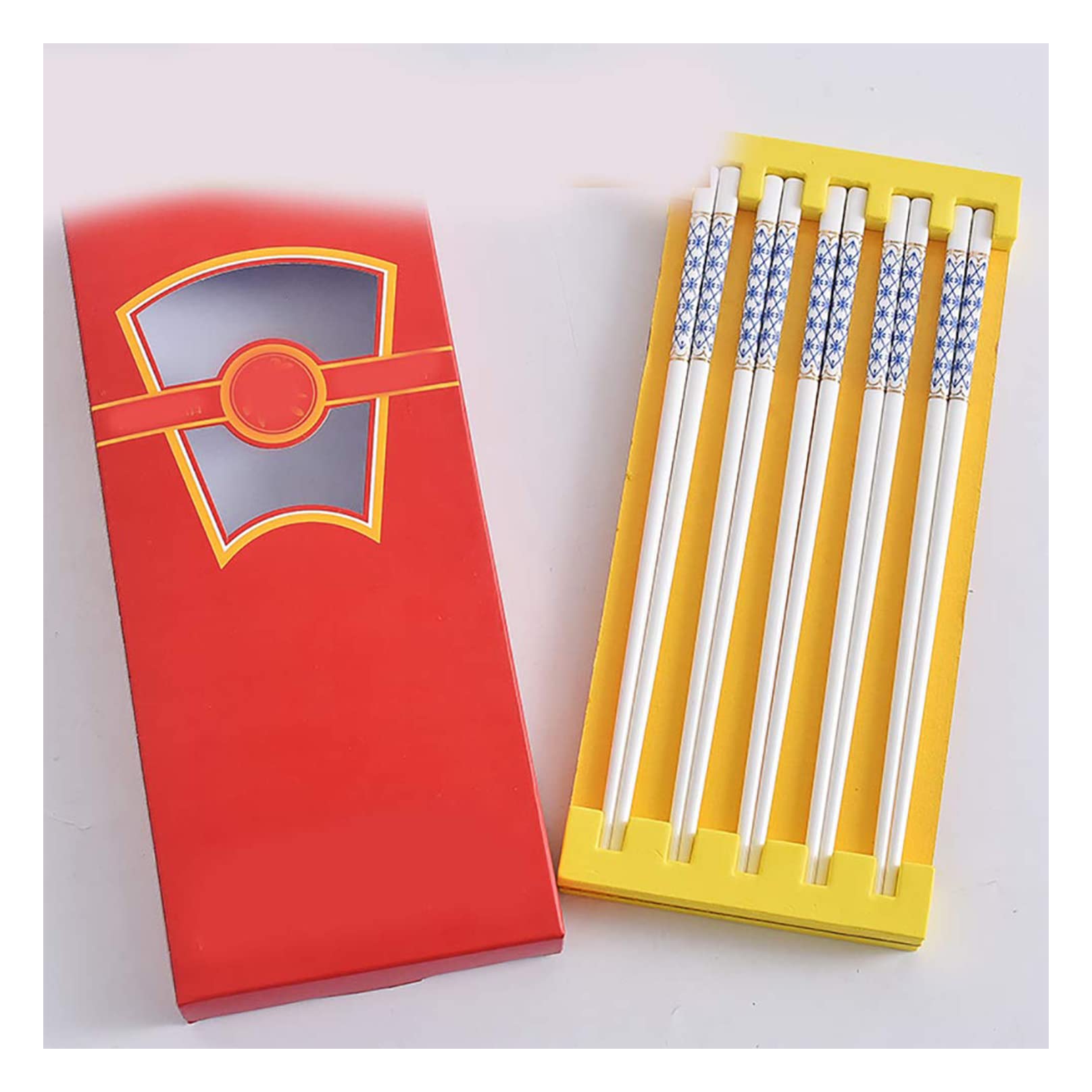 Baguettes en Porcelaine Tendre réutilisables, japonaises, Chinoises et coréennes, en céramique antidérapante, 5/10 Paires, Coffret Cadeau, Lavable au Lave-Vaisselle, 24 c