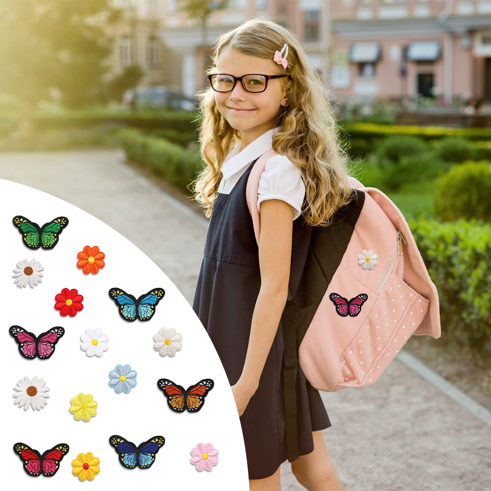 AUGSUN 36 Toppe Termoadesive Primaverili – Fiori, Farfalle E Animali Da Giardino – Ricami Per Vestiti, Jeans E Fai Da Te - 3