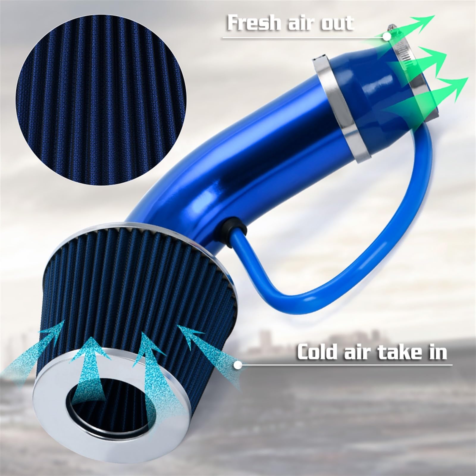 Universal 3 Inch Cold Air Intake Pipe - 76mm Flexible Duct Hose For Car Performance