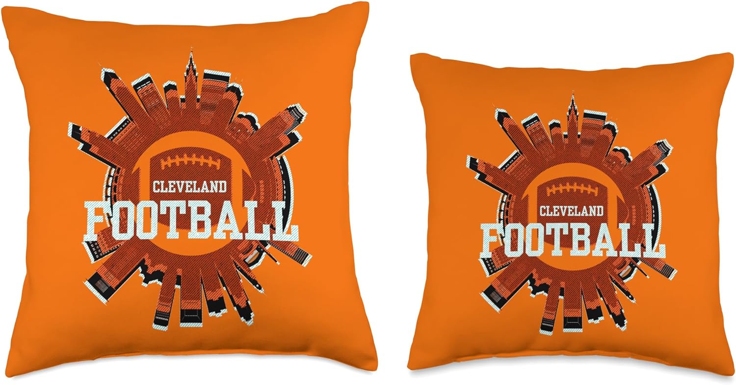 Cleveland Ohio Sports Football Fan City Vintage The Land Throw Pillow