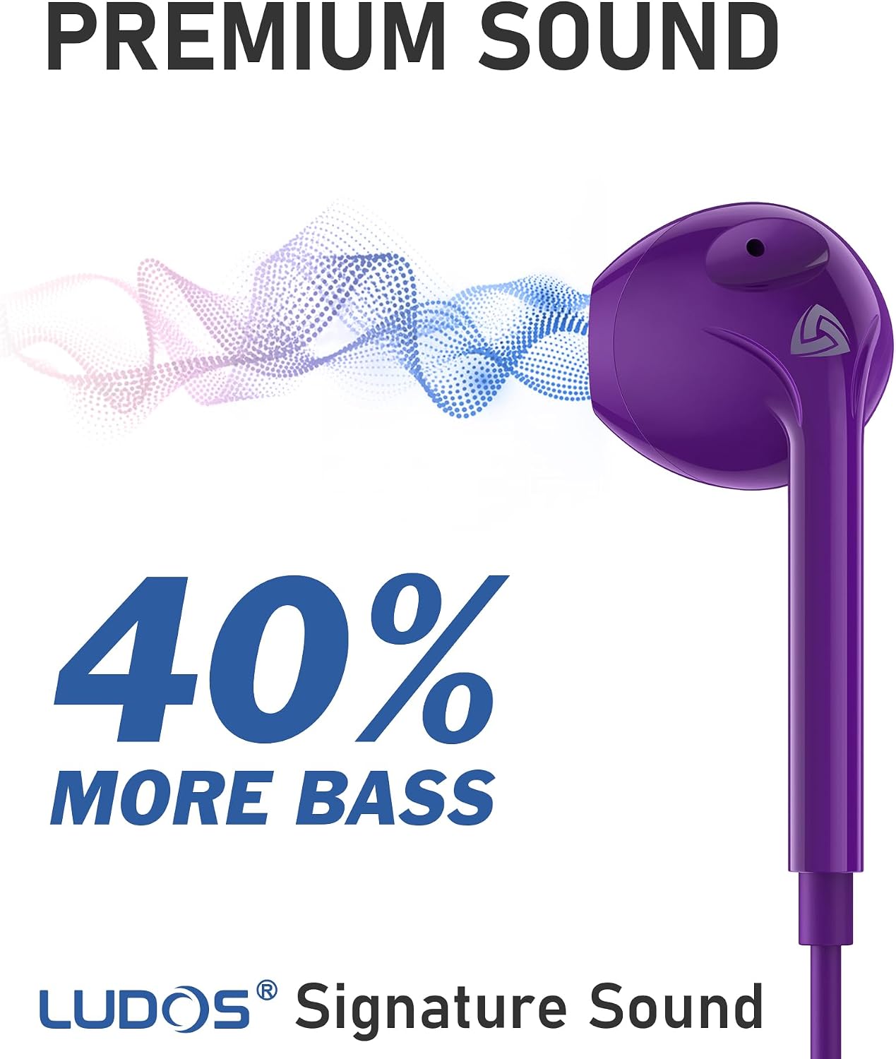 LUDOS Zenith Wired Earbuds in-Ear Headphones, 5 Year Warranty, Earphones with Microphone, Corded for 3.5mm Jack Ear Buds for iPhone, Samsung, Computer, Laptop, Kids, School Students, Woman - Purple image 3